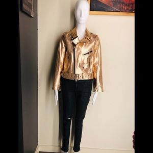 Zara real rose good leather jacket.